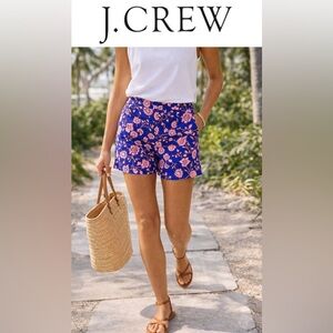 🌼 J. Crew City Fit Floral Print Blue Pink Cotton Chino Shorts 6